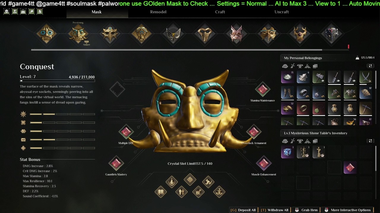 Mask: Conquest + Max Life Steal and more