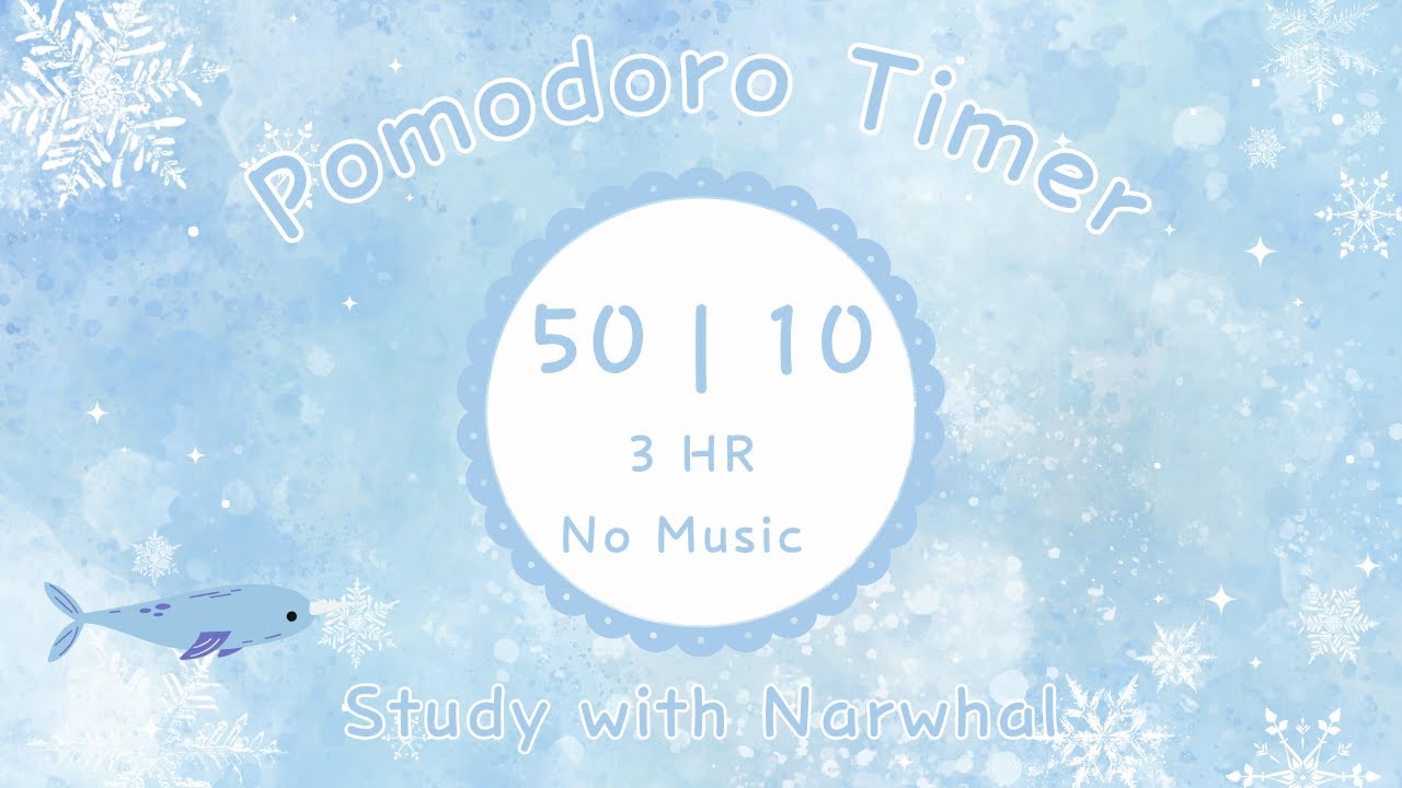 3 50/10 Hour Pomodoro Timer | Winter Deep Study Session (No Music, Only Ambience) ❄️☃️