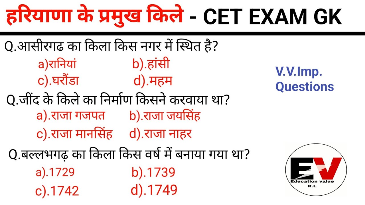 हरियाणा के प्रमुख किले जीके।Forts Of Haryana gk।haryana gk।haryana gk questions for Hssc cet exam।