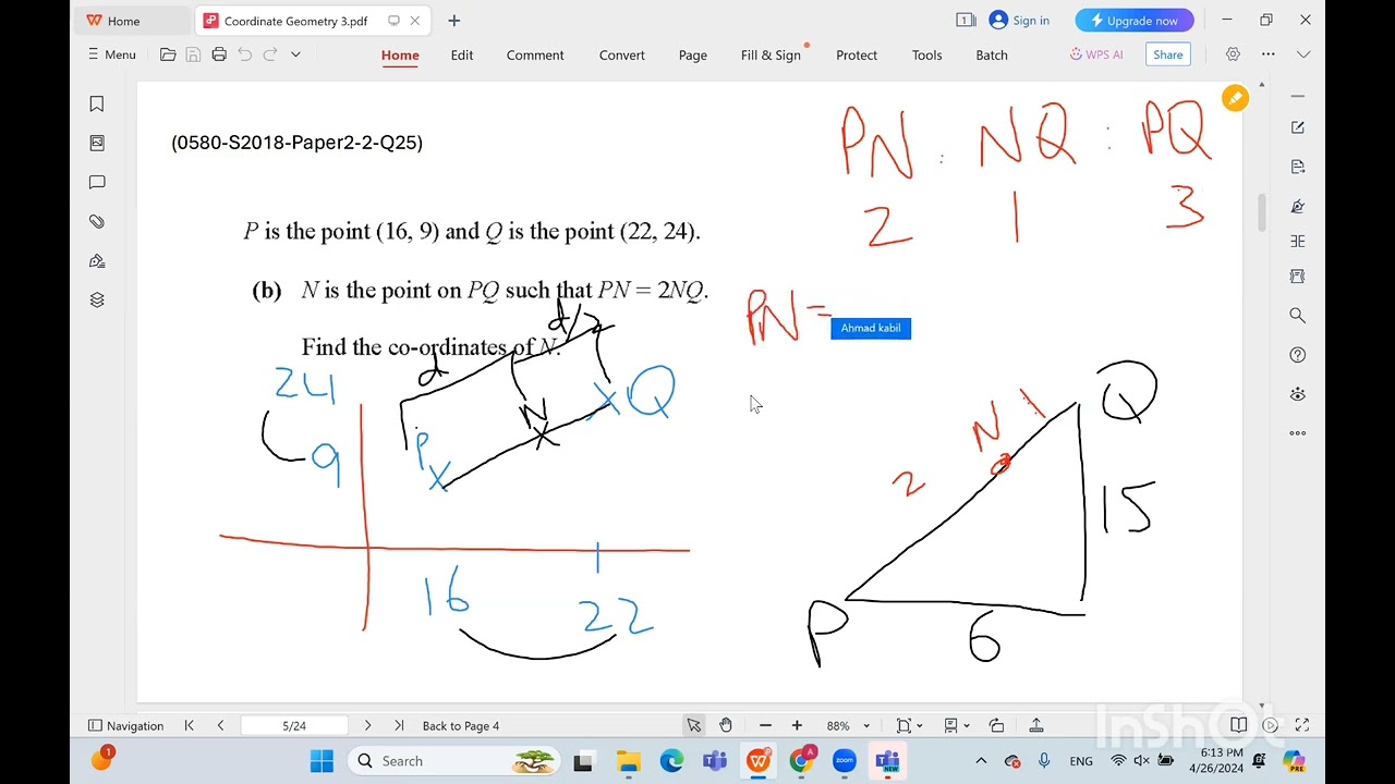 Coordinate geometry 0580,S2018,Paper2,2,Q25