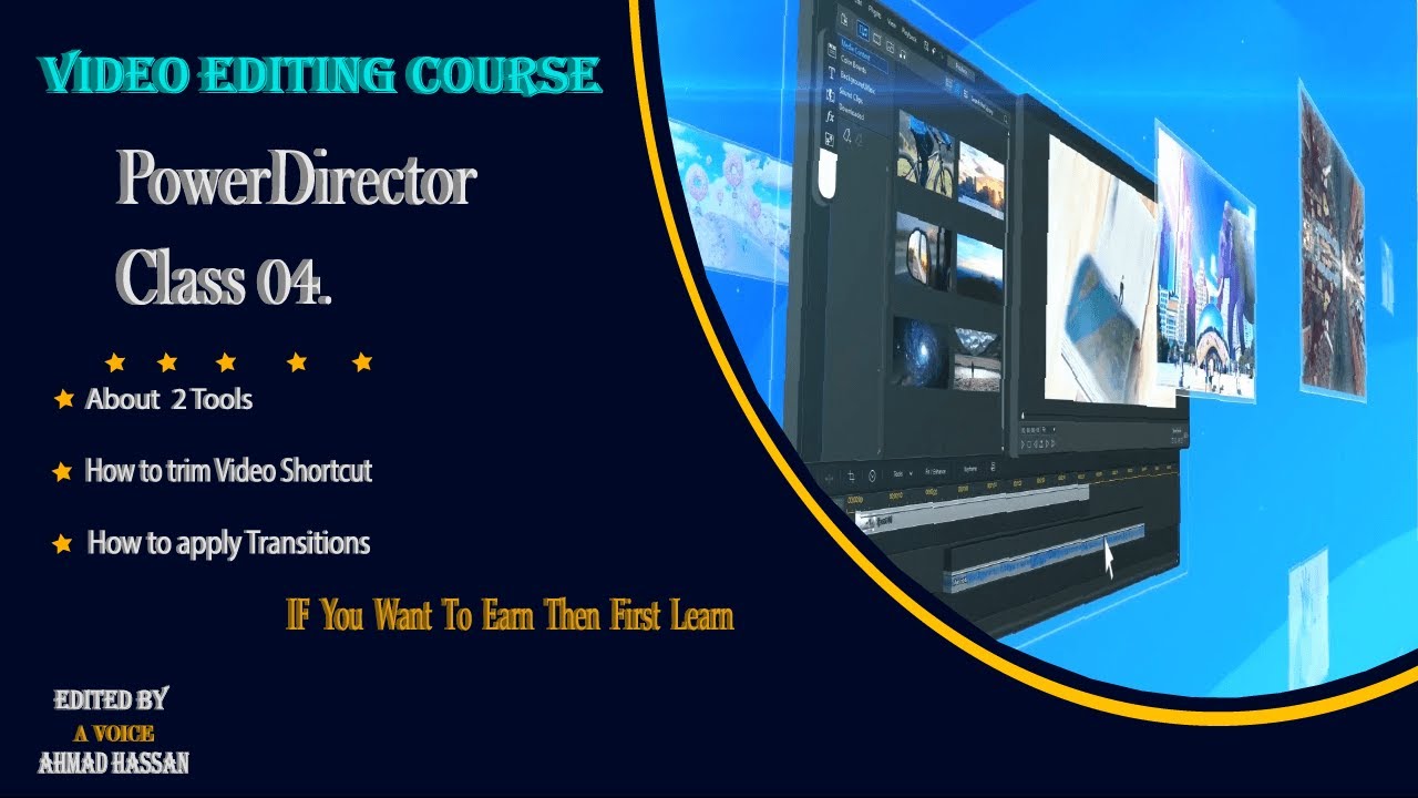 Video Editing Course | How To Edit Video In  Power Director Tutorial Class 04//A voice