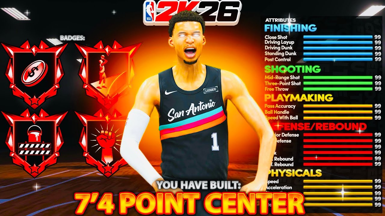 7’4 DEMIGOD BUILD WITH 99 3PT + 99 BLOCK RATING in NBA 2K26! BEST CENTER BUILD! BEST BUILD 2K26!