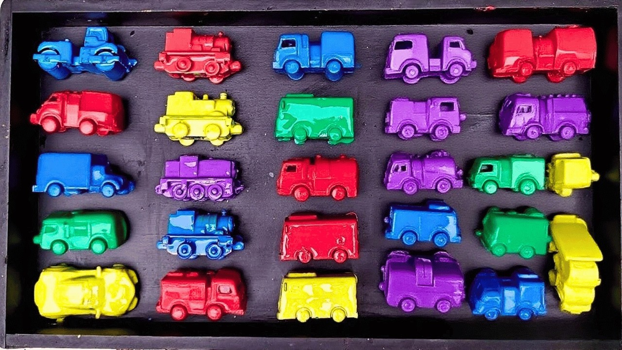 Membersihkan Mainan, Tayo, Kereta api, Truk Pasir, Bus, Robocar, Mobil Polisi, McQueen, Excavator