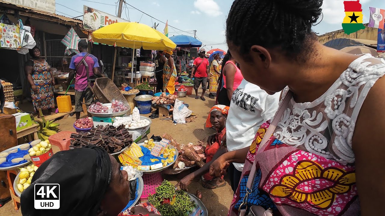 A Vibrant African Market in Sunyani Ghana 4K