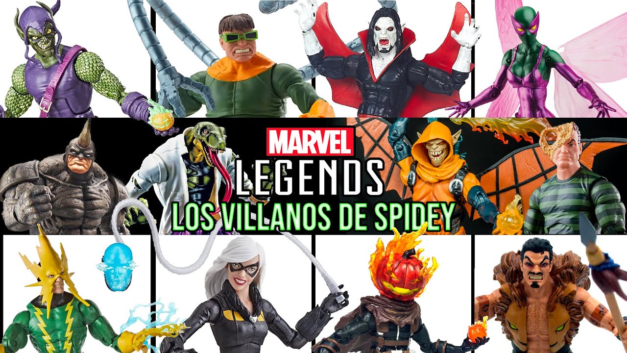 Todos Los Villanos de Spider Man Marvel Legends Series Green Goblin, Dr.  Octopus, Electro, Sandman