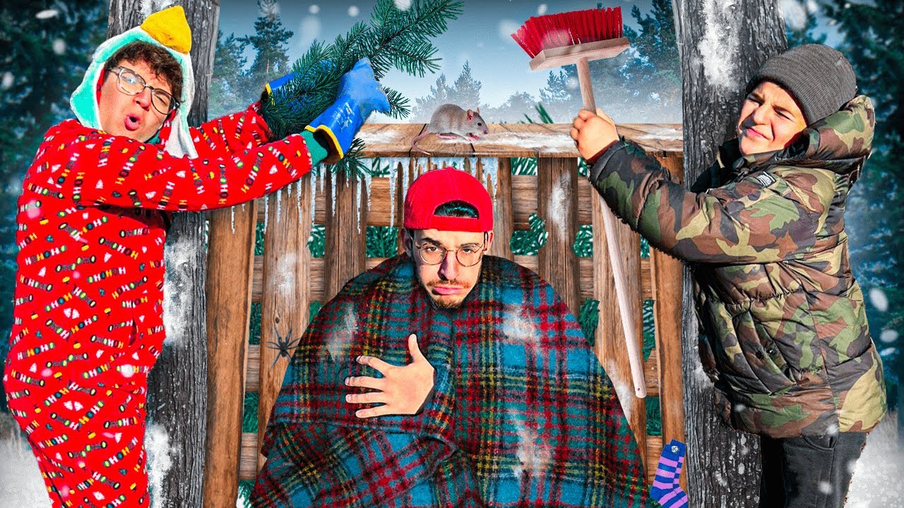 JE DOIT DORMIR DANS UNE CABANE CONSTRUITE (et détruite..) PAR MES 2 PETITS FRÈRES DANS LA FORET !