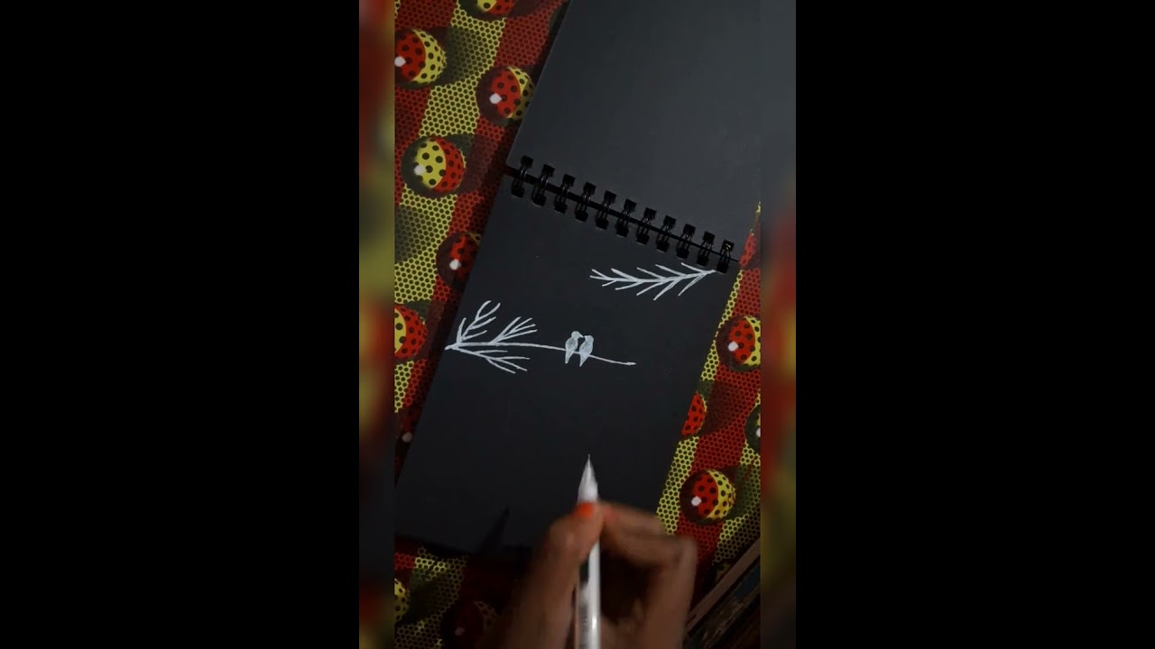 Two little birds🐤🐤 ,one starry night | Drawing#11