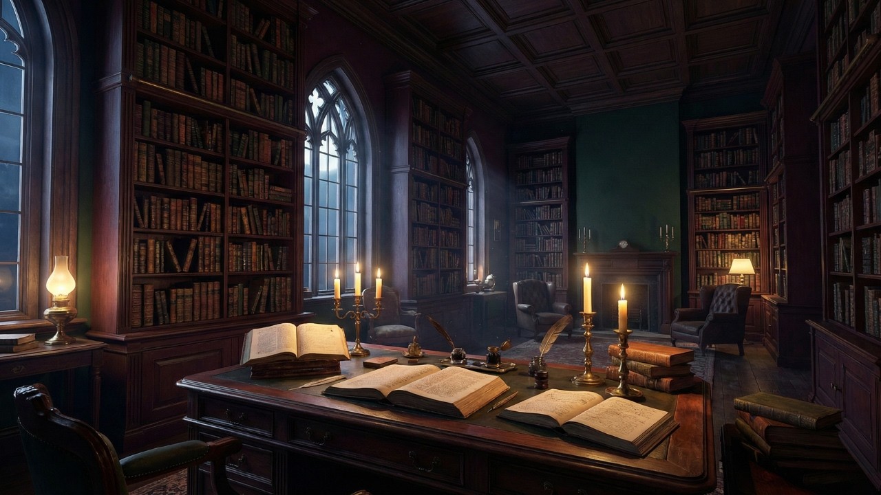 You're in a forbidden Victorian library | Dark Academia Study Music | Inspired by Edgar Allan Poe