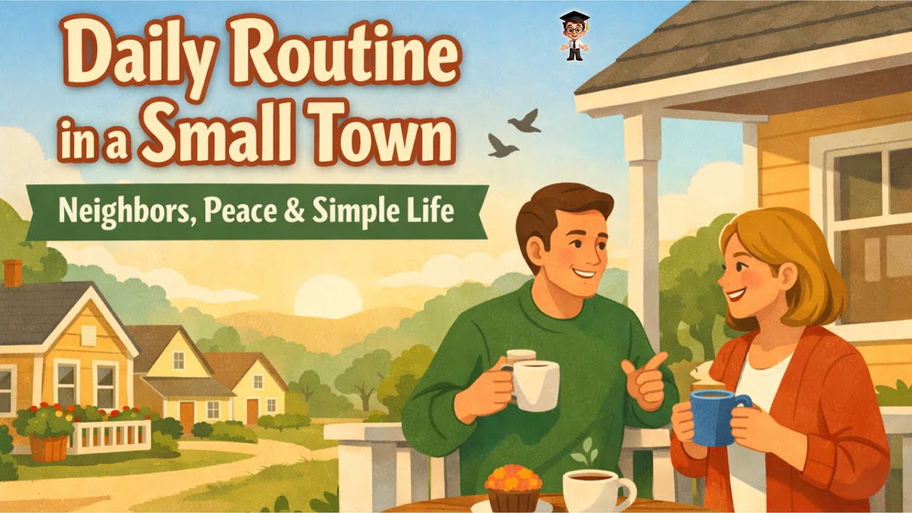 Talk About Your Daily Routine in a Small Town | A1 English | Easy Conversation | Listening Practice