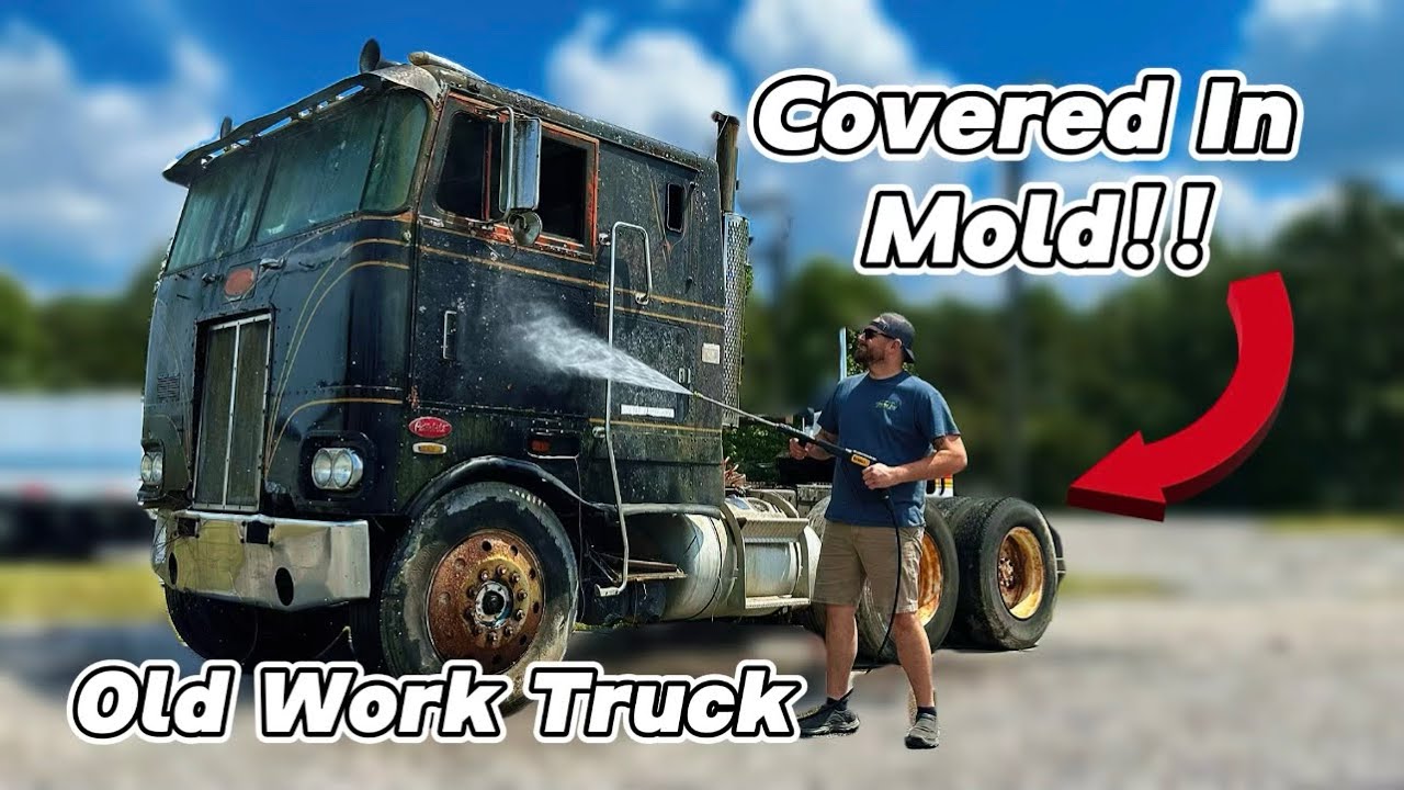 Pressure Washing EARTH from this Classic Peterbilt Cabover!