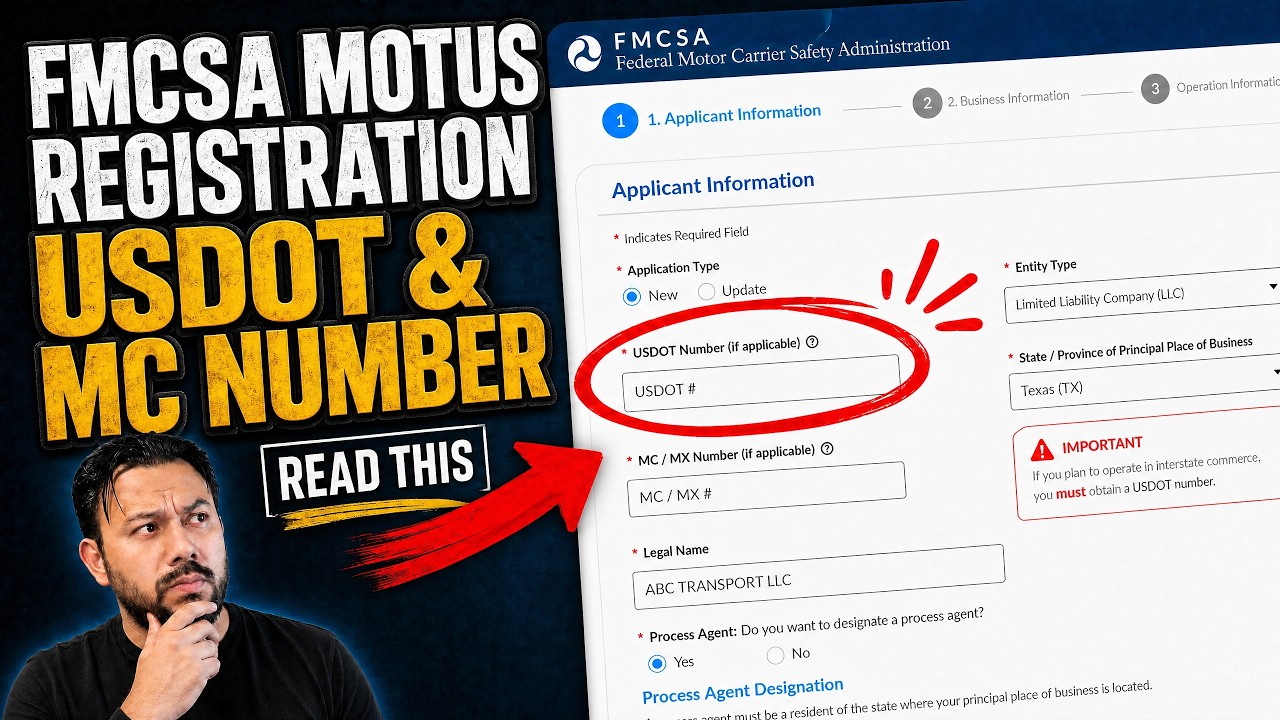 Регистрация в FMCSA Motus - заявка на получение номера USDOT и номера MC.
