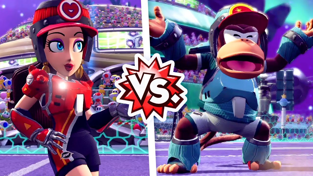 Mario Strikers Battle League - Barrel Pauline Vs. Barrel Diddy Kong