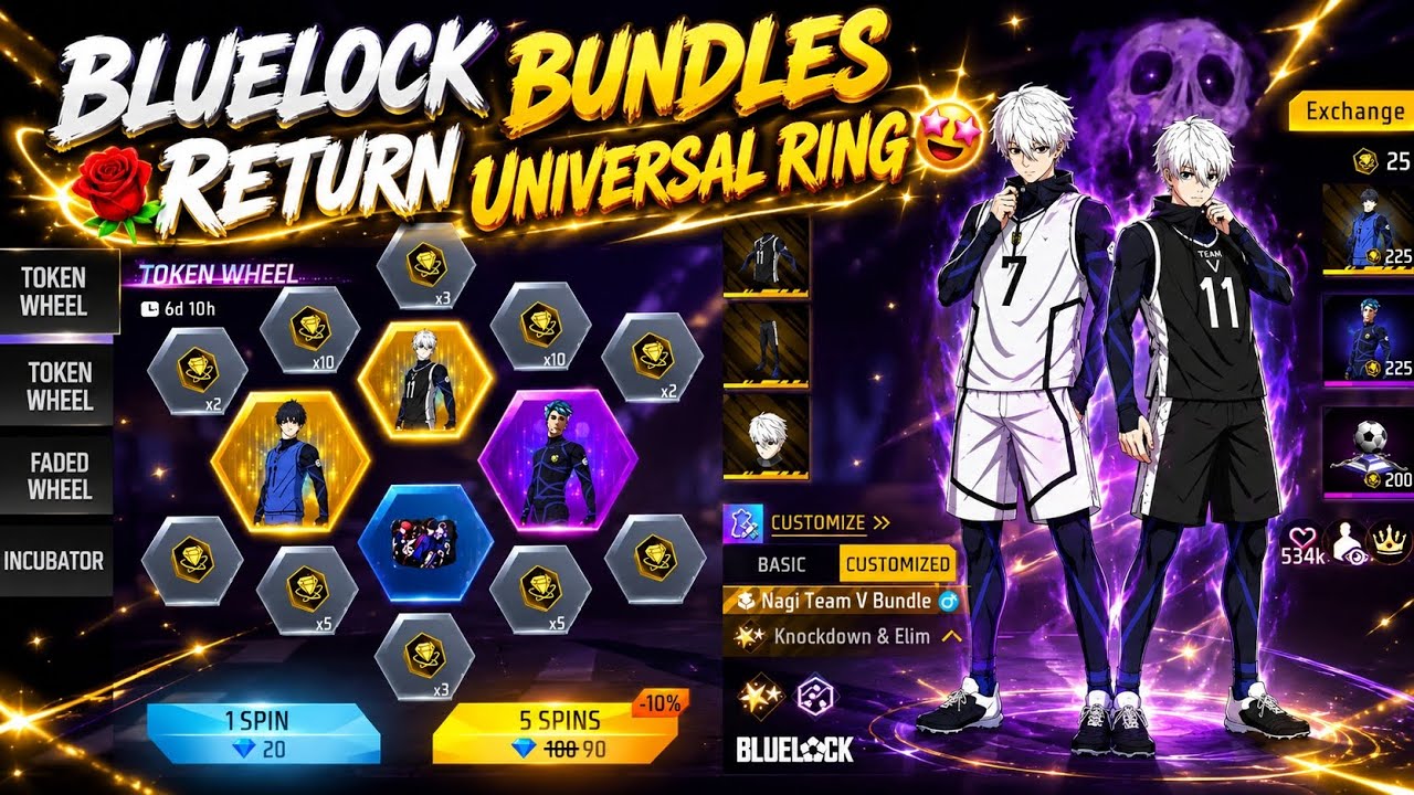 Bluelock Bundle free fire Return Date🔥🤩 | ff x Bluelock chapter 2 | ff next universal ring event 