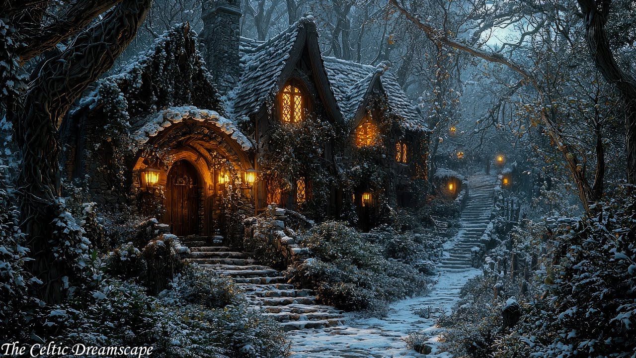 The Mosslit Winterwood Cottage | Medieval Celtic Winter Ambience for Calm Energy & Gentle Focus