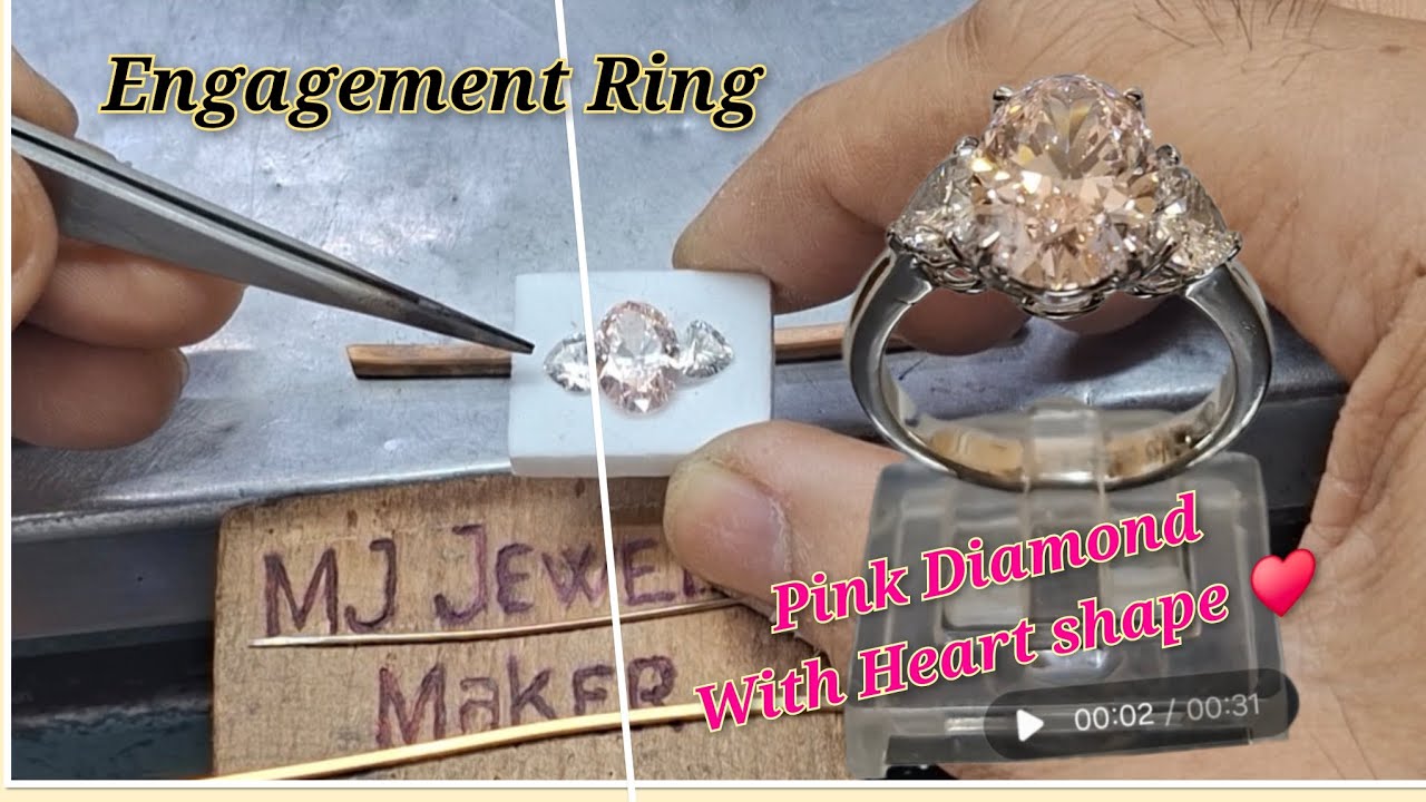 Pink Diamond with Heart Shape/ Engagement Ring/ @MJ JEWELRY MAKER ✨️✨️