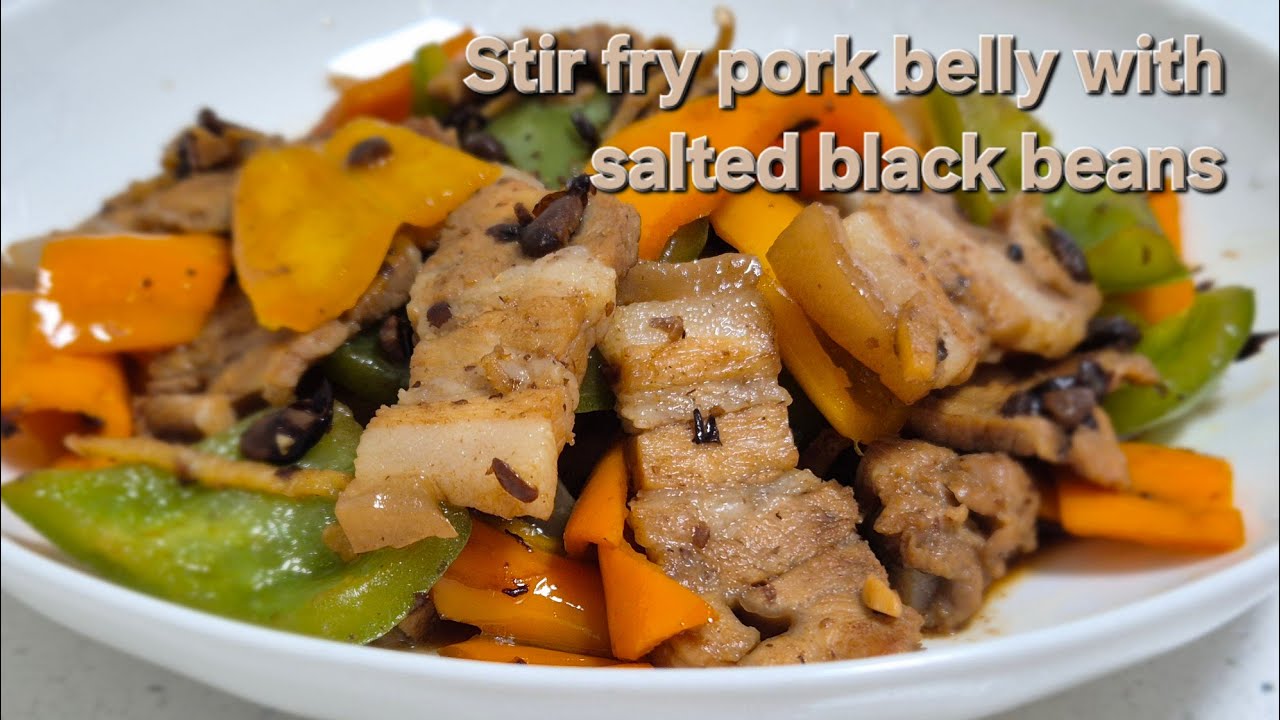 Stir fry pork belly with salted black beans 豆豉炒五花肉 #stirfryrecipe #porkbelly #saltedblackbean
