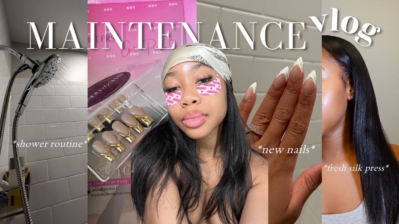 MAINTENANCE VLOG | Straightening Natural hair, Nails, Lashes, Shower Routine & More!