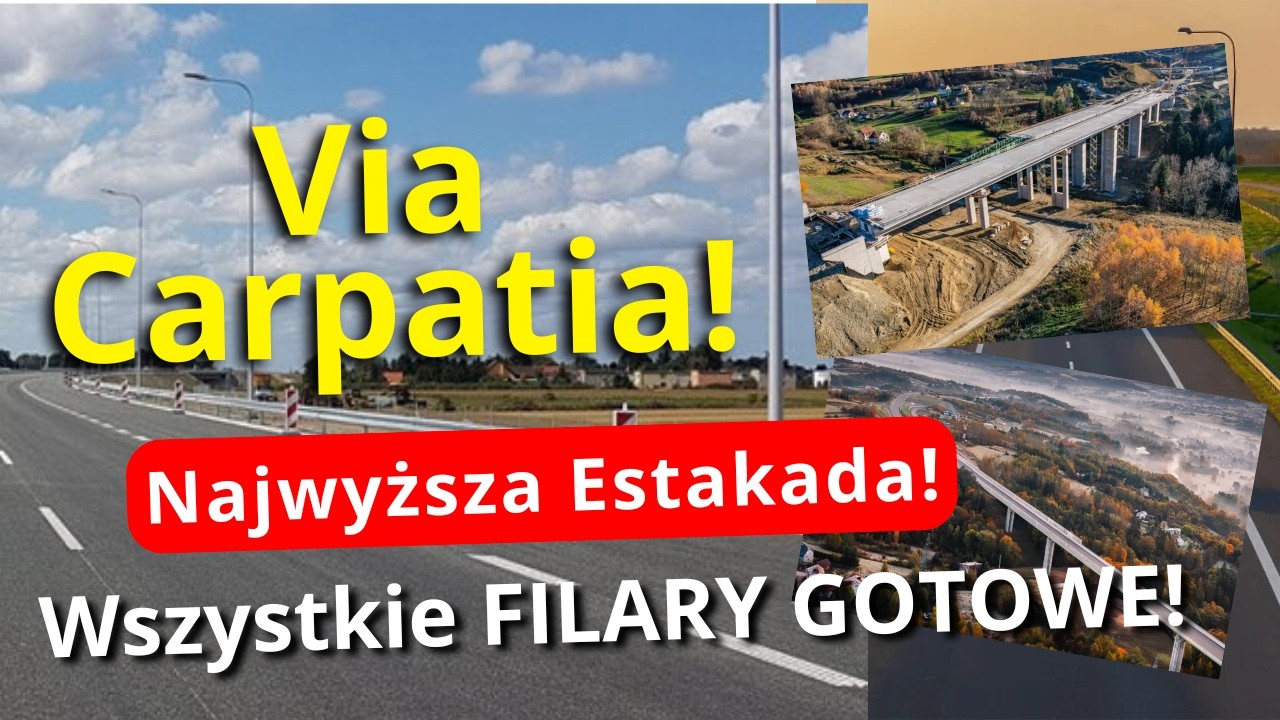 Trasa Via Carpatia - Pil&iacute;ře nejvy&scaron;&scaron;&iacute;ho viaduktu v Polsku PŘIPRAVENY! &Uacute;sek S19 Babica - Jawornik