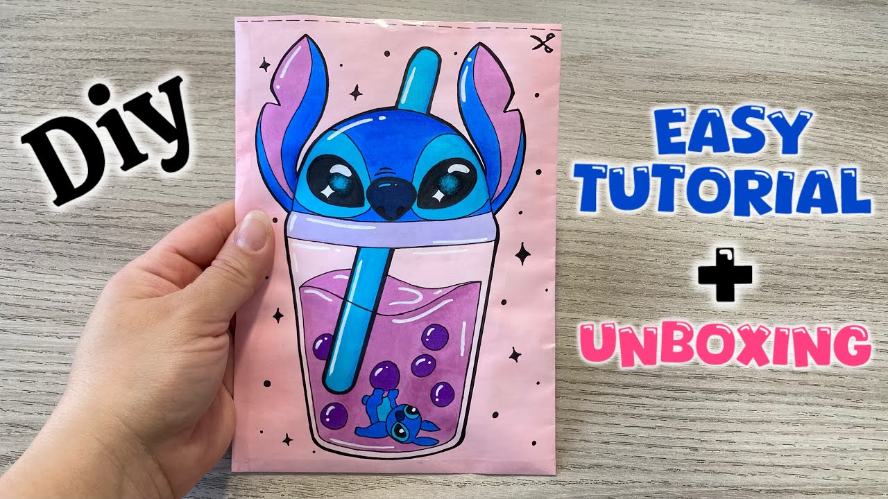🎀Paper Diy🎀How to make Stitch blind bag | step by step | Bobatea #diycrafts #stitch #tutorial