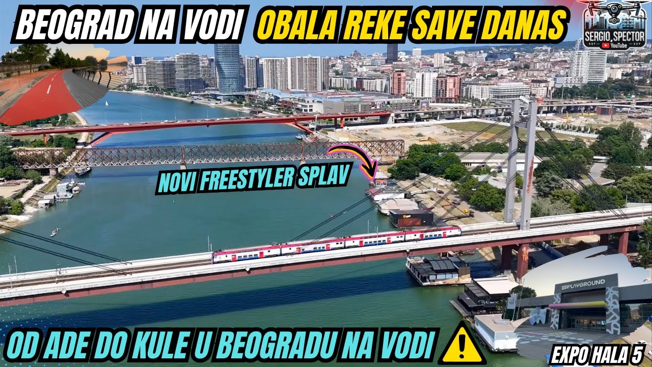 Beograd na vodi Nova zgrada BW Neon, Promenada Ada, EXPO HALA 5 Sajma, Freestyler splav #beograd