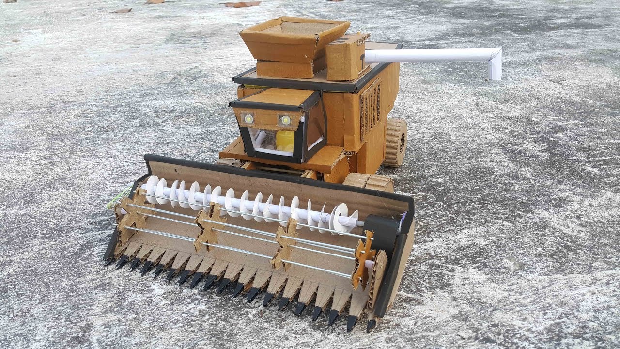 HOW O MAKE RC CONTROL  DIY HARVESTER / DC MOTOR HARVESTER WITH CARDBOARD