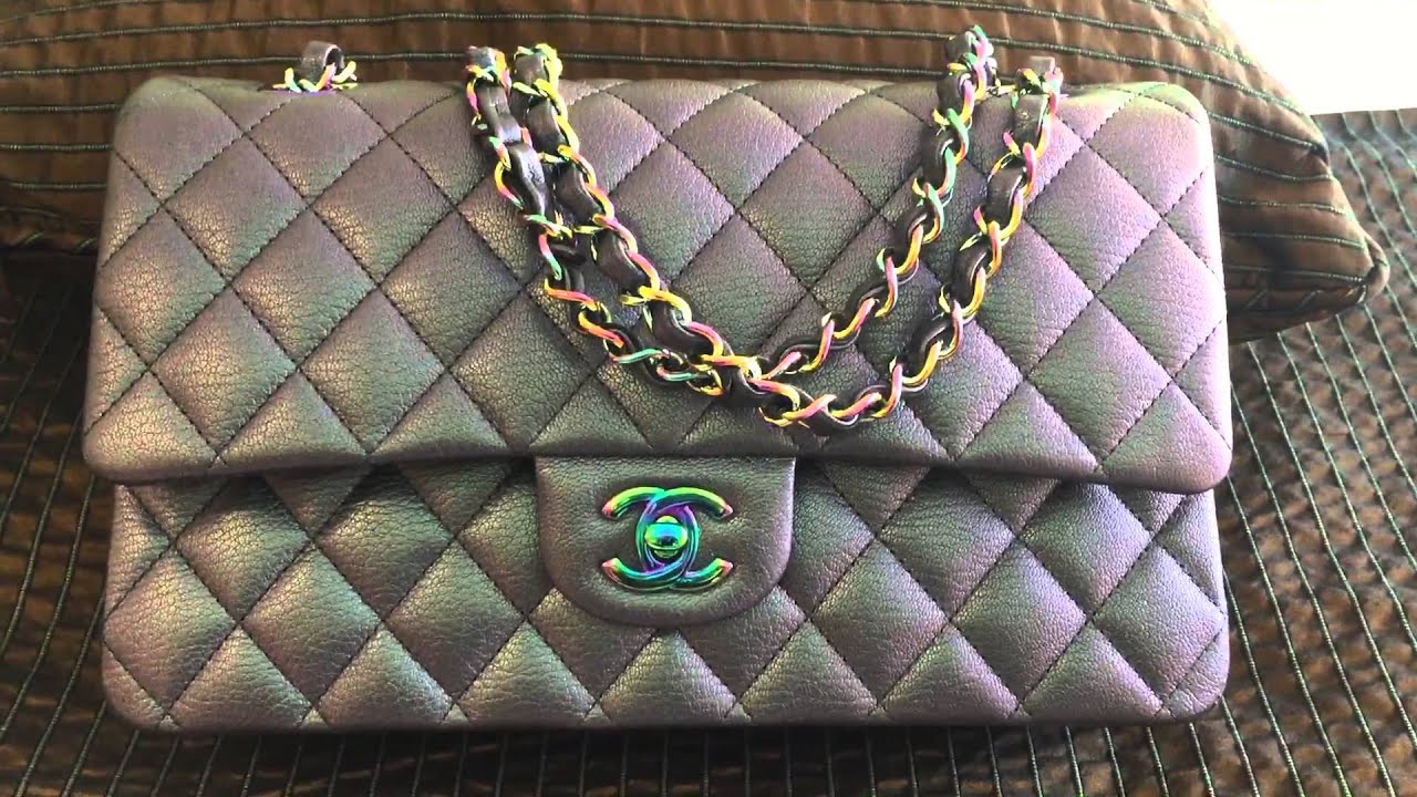 Chanel 2016 iridescent purple mermaid classic flap