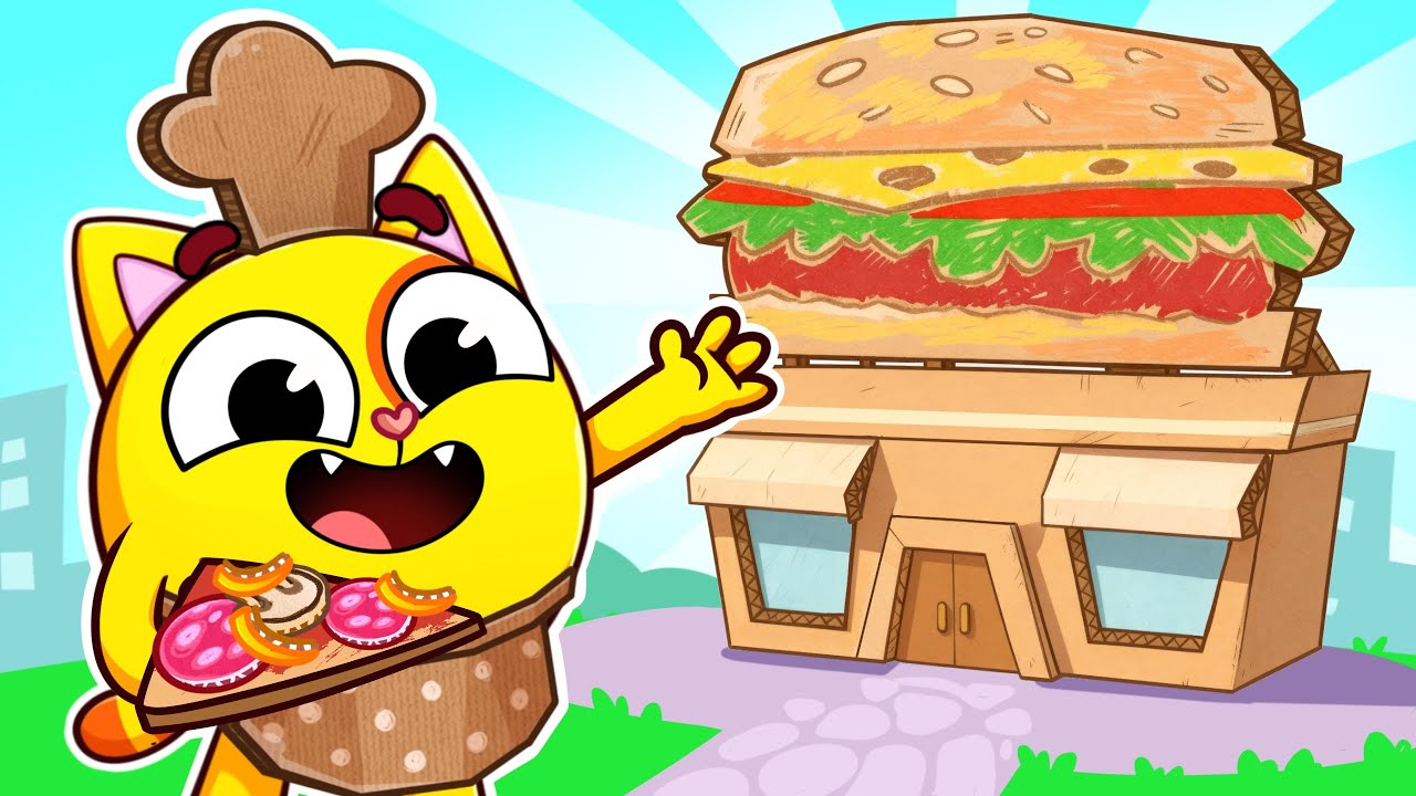 Let&rsquo;s Play Cafe! ☕ Cardboard Food Adventure | Kids Songs & Nursery Rhymes | Baby Zoo