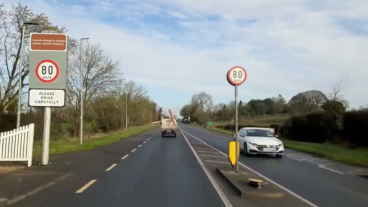 N3 Drive to Virginia in Co. Cavan in Ireland. March 2022