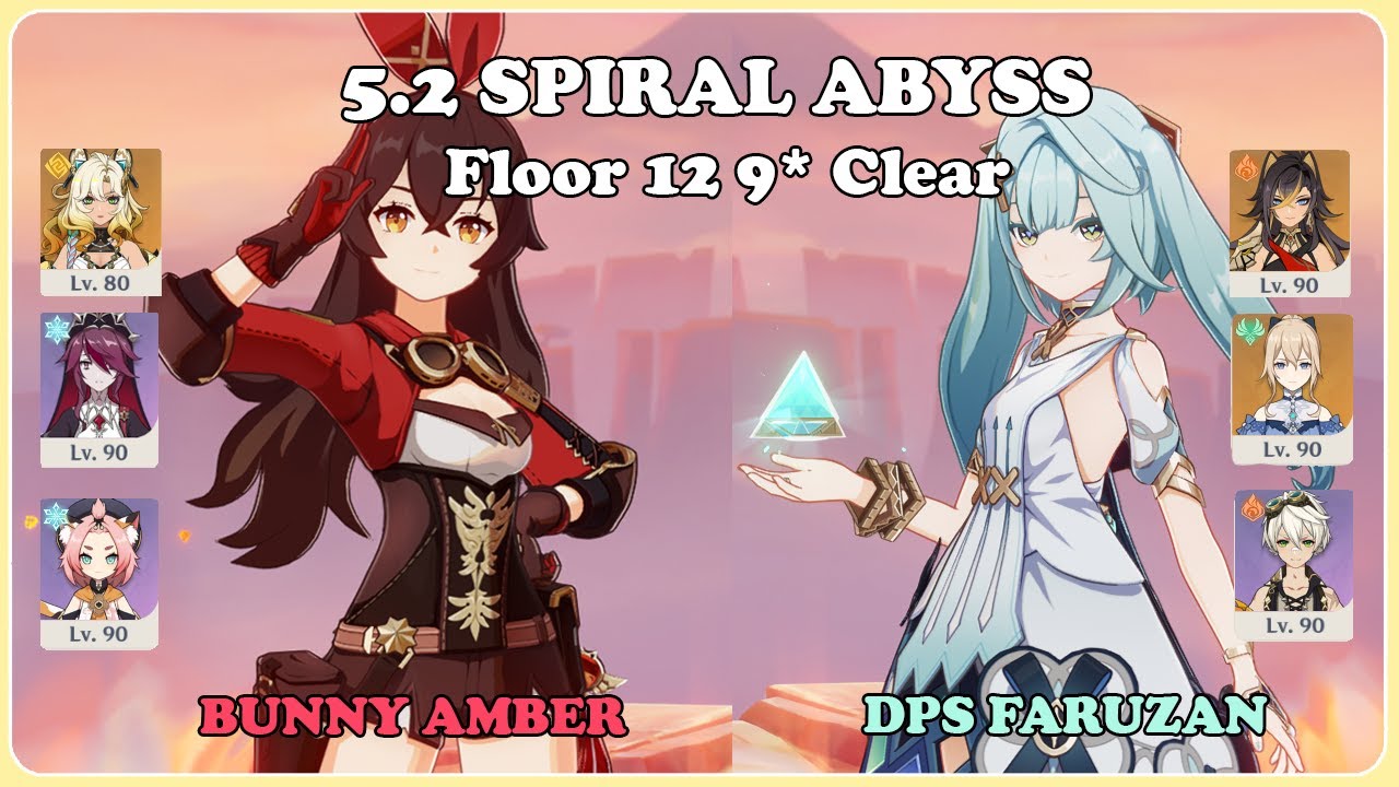 Bunny Amber & Faruzan DPS | Spiral Abyss 5.1(2)/5.2 Full Clear | Genshin Impact