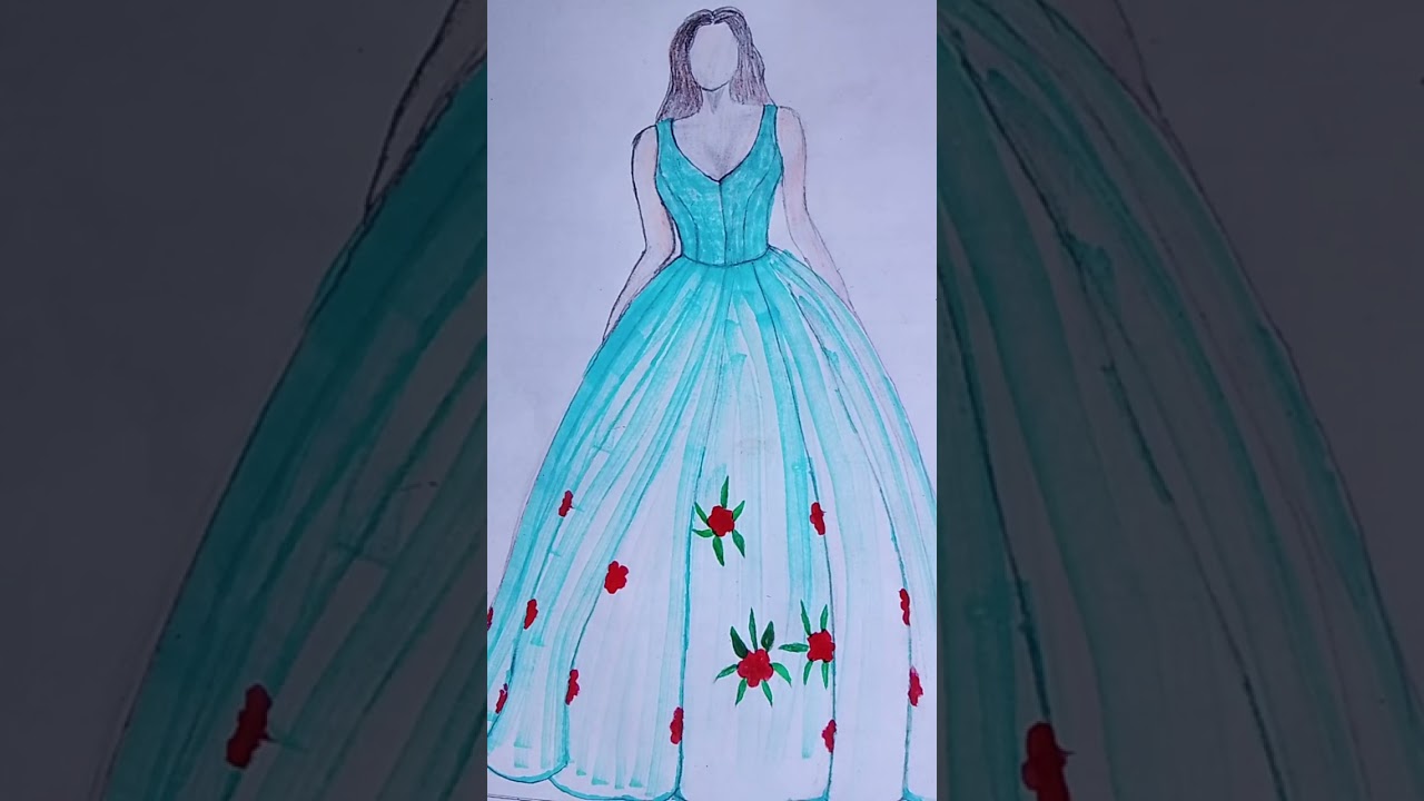 Fashion Designing Gown Dress# Drawing