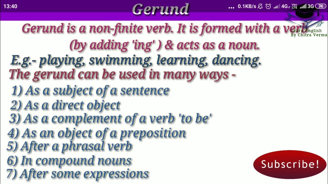 Gerund (explanation with examples) | English Grammar
