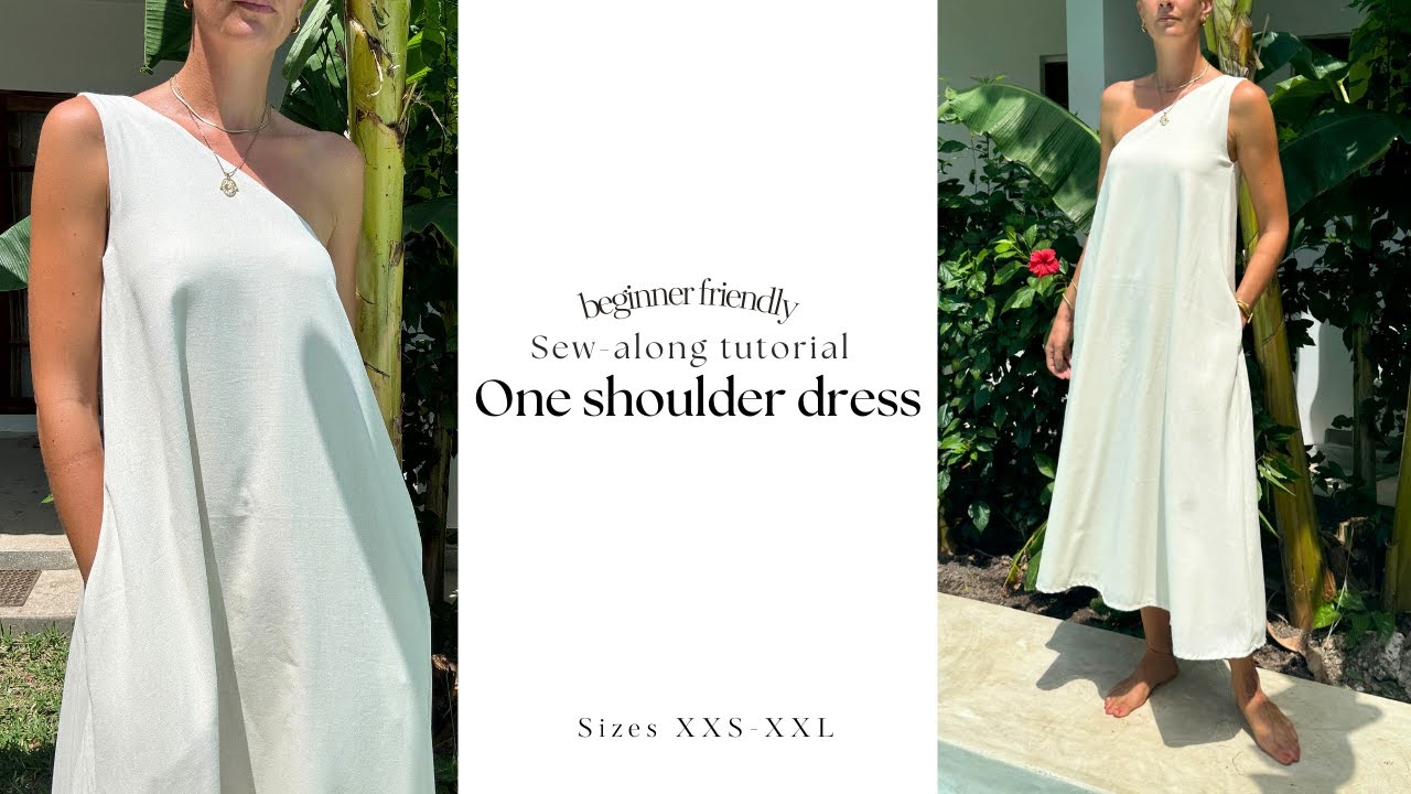 One shoulder dress sewing pattern | Maxi dress with pockets | Beginner friendly sew-along tutorial
