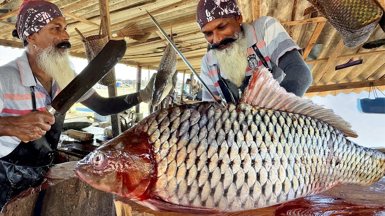 Wow Super  Satisfying Fish Cutting Experience In A Calm Seaside Fish  Market