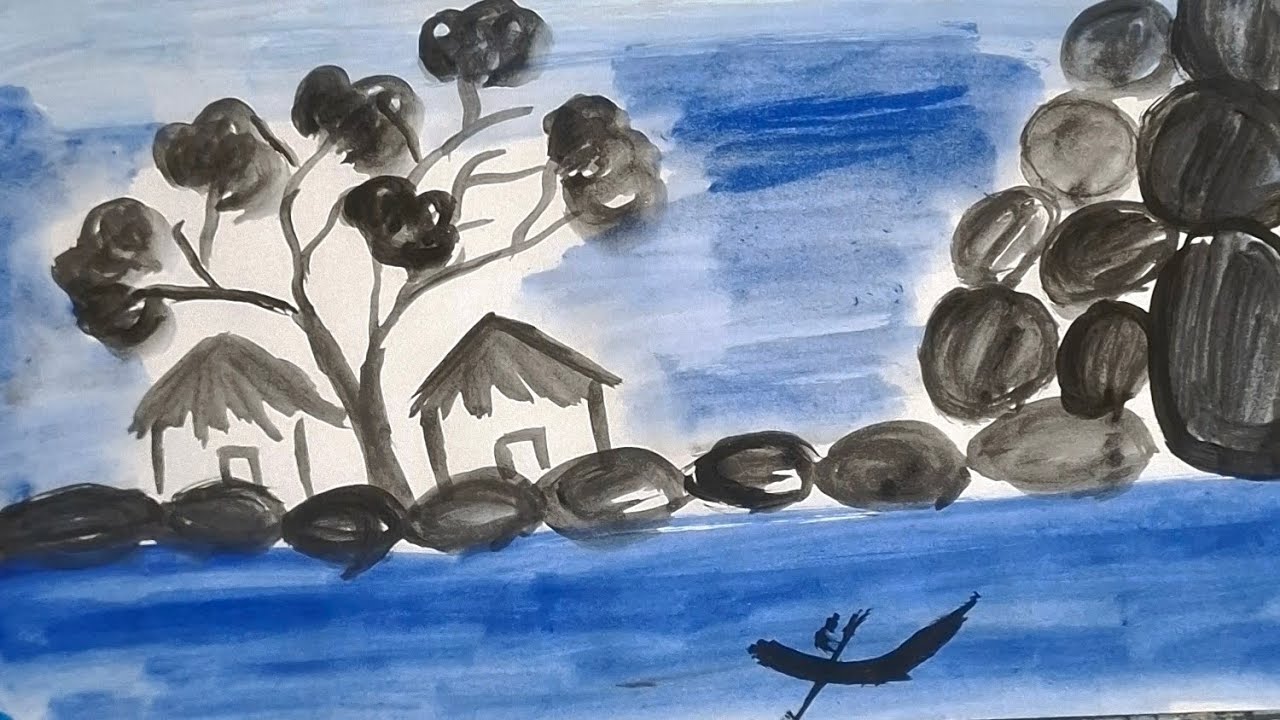 Rock black hut 🛖 🏠  #river #villagehome 
