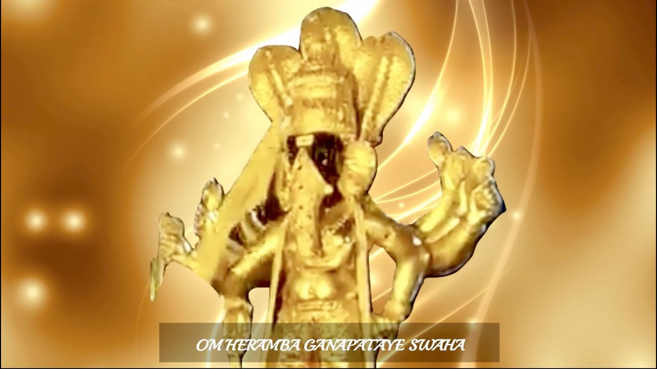 Golden Ganesha, Heramba Ganapati mantra for Prosperity, 108 times