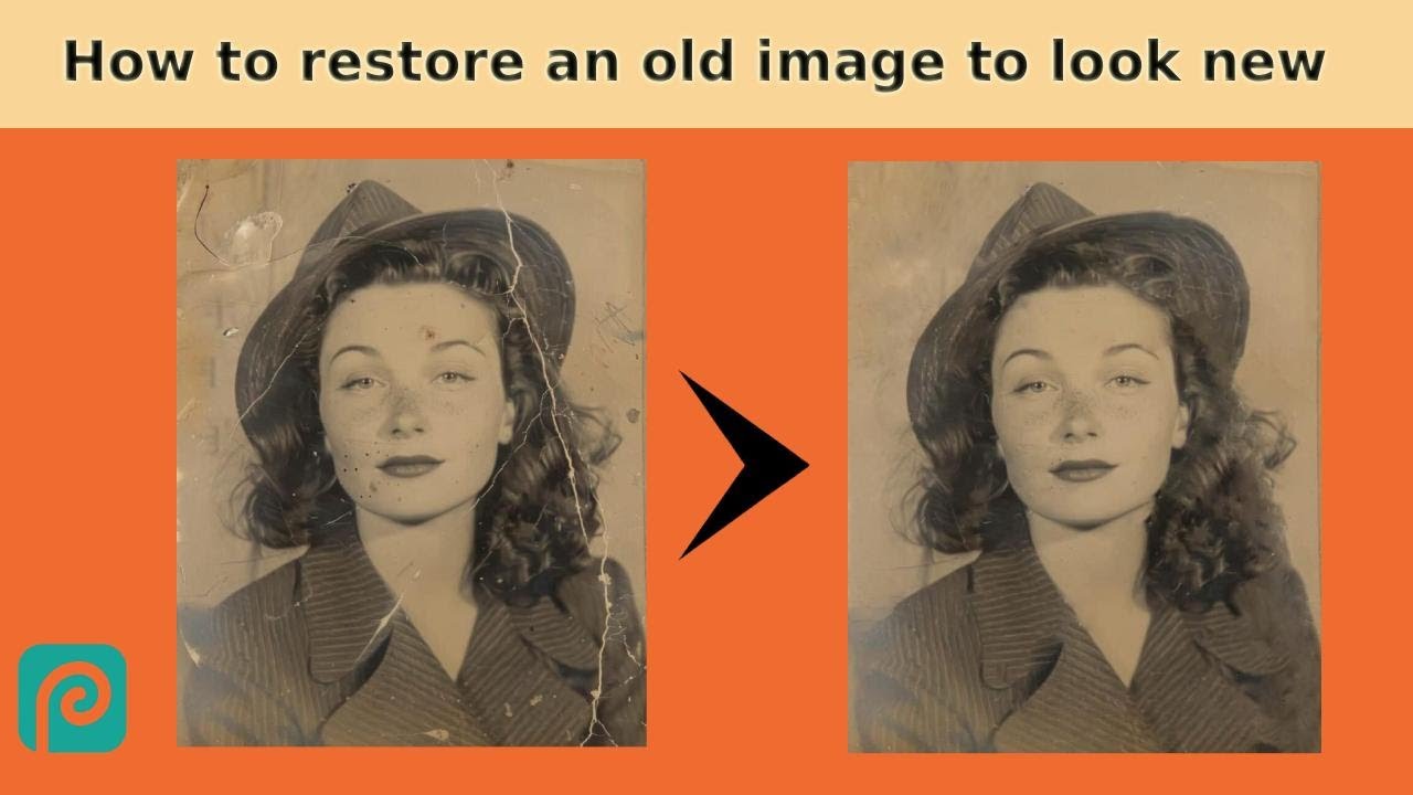 Restoring a tattered old image into a new one using Photopea