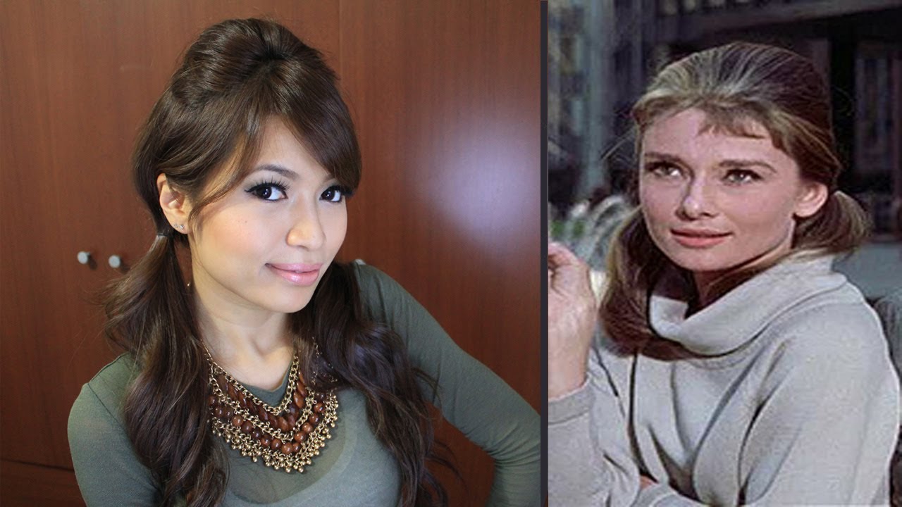 Chic Modern Pigtails Hair Tutorial - Audrey Hepburn Easy Hairstyle Using Bumpits