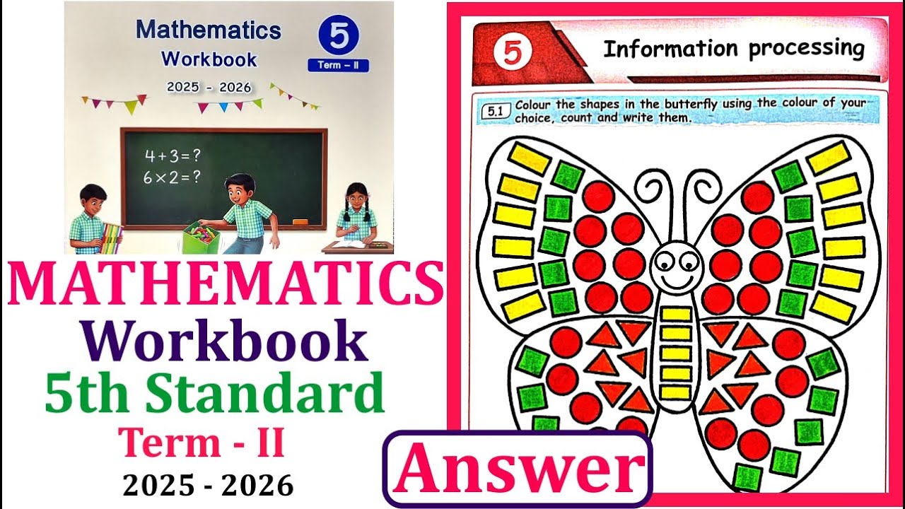5th standard Maths workbook term 2 unit 5 Information processinglEnnum Ezhuthum Term 2 Workbook 2025