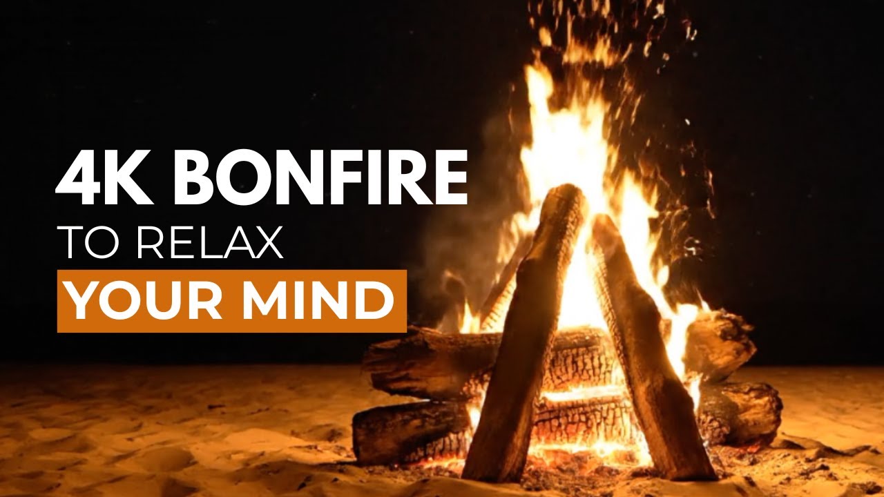 2 Hours Beach Bonfire 🔥 Ocean Night Ambience for Relax, Sleep & Stress Relief