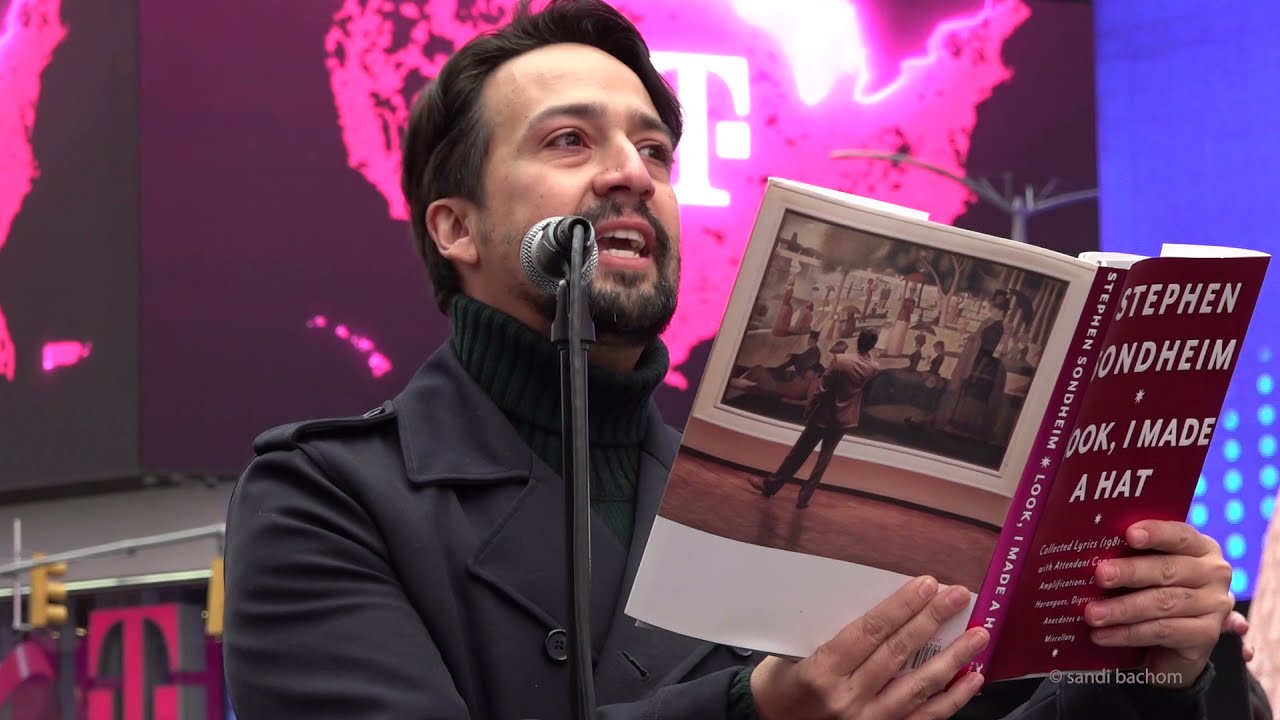 Lin-Manuel Miranda Reads from Sondheim's 'Look I Made A Hat' at Tribute in Times Square 11/28/21