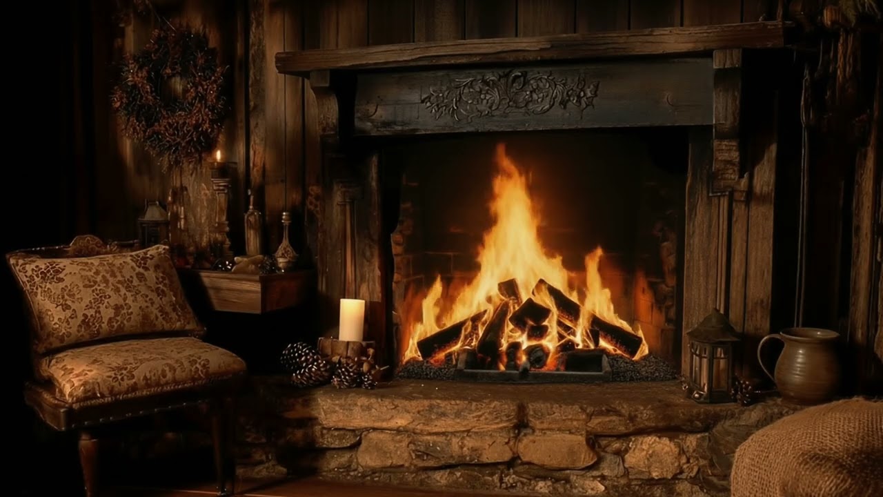 Traditional Rustic Moorland Cottage Cosy Fireplace | Wuthering Heights Log Fire Ambiance