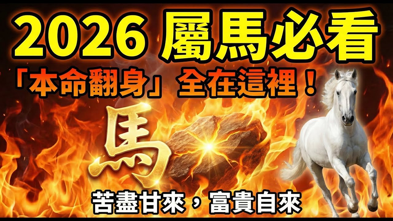 看哭了！屬馬的人辛苦奔波一輩子，難道就這命？命理推算：2026丙午馬年「本命翻身」，你的大富大貴全在這裡！#屬馬 #2026屬馬運勢 #生肖馬 #本命年 #丙午馬年 #招財 #生肖馬2026運勢
