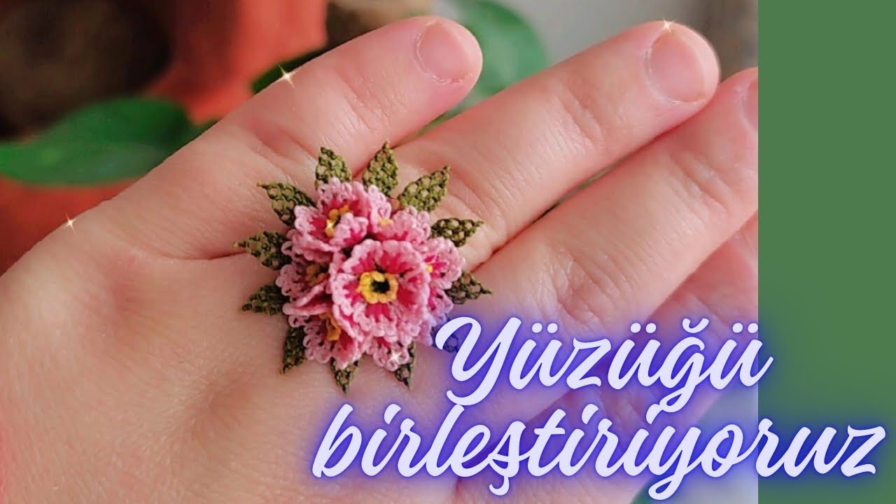 iğne oyası yüzük için çiçek birleştirme ve montaj