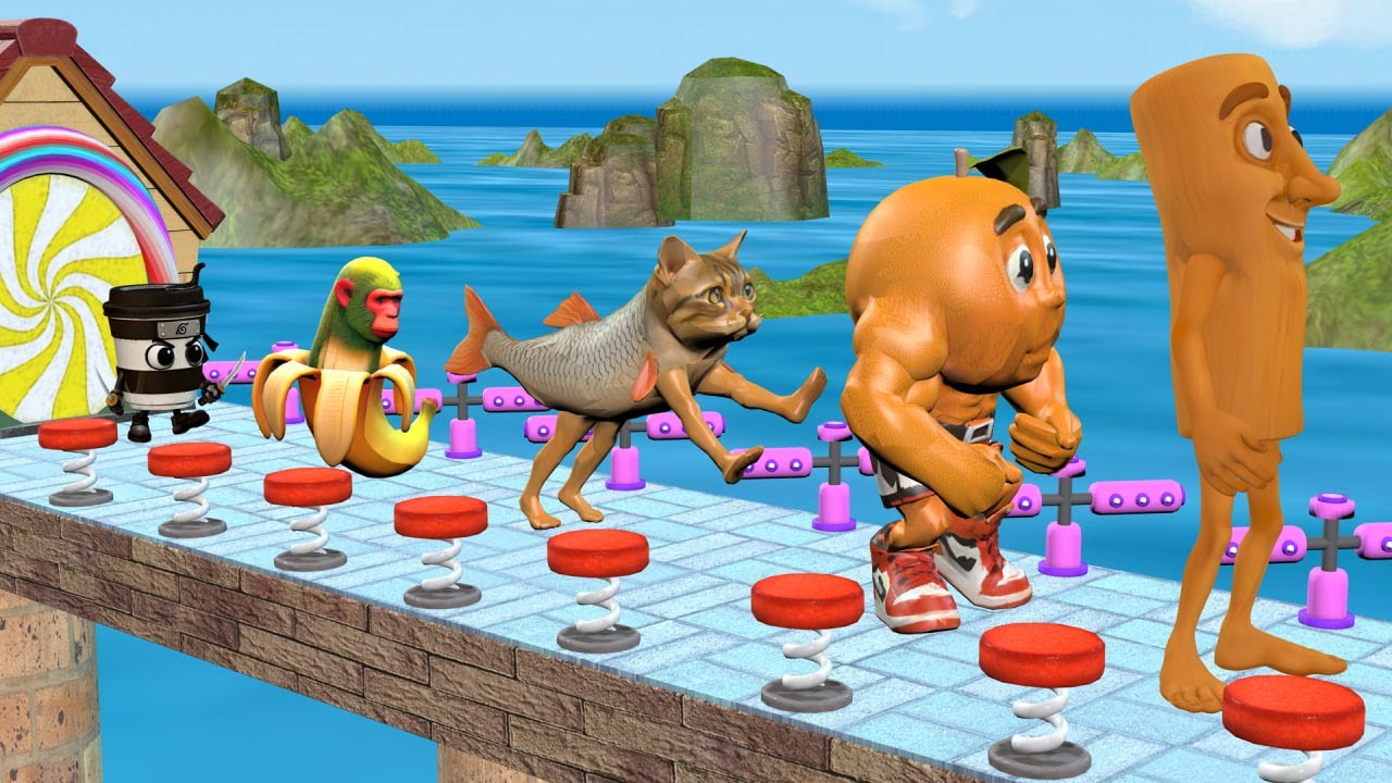 Long Slide Game With Cow Elephant Gorilla Hippopotamus Tiger 3d Animal Game Funny 3d Animals