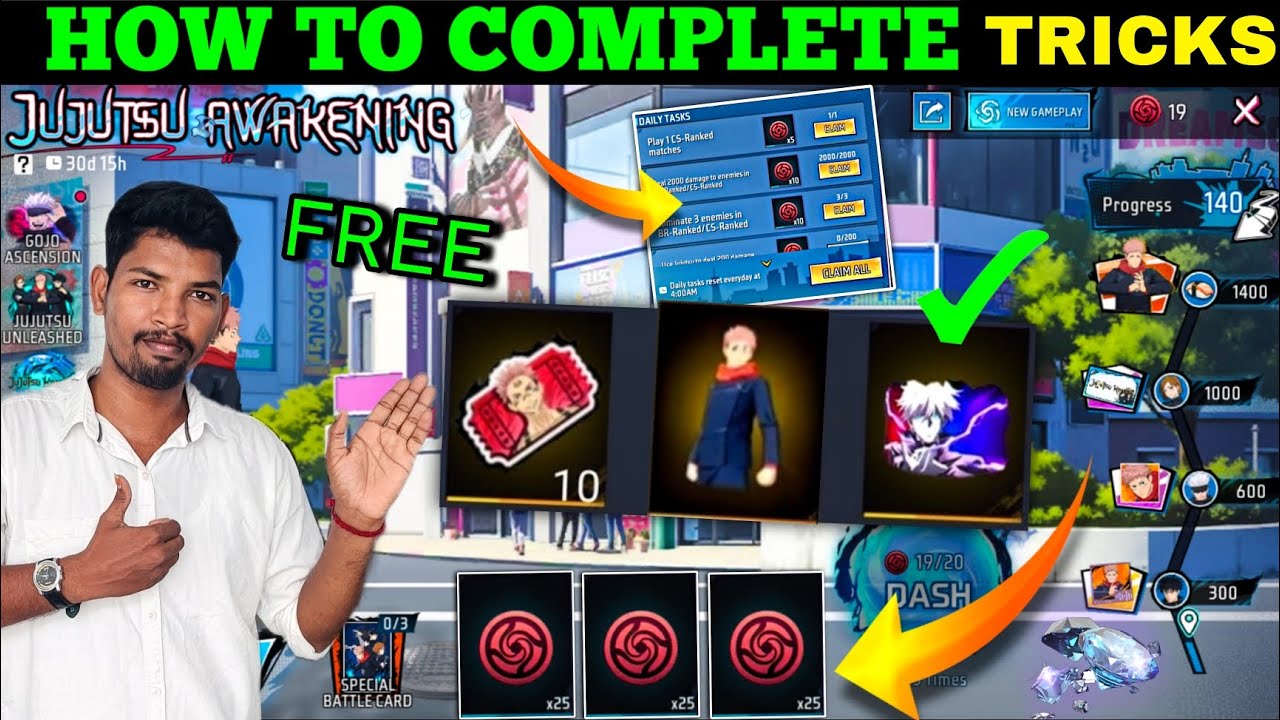 FREE BUNDLE 😍 GLOOWALL 🤯 JUJUTSU AWAKENING EVENT ✅ HOW TO COMPLETE JUJUTSU KAISON NEW EVENT FREEFIRE