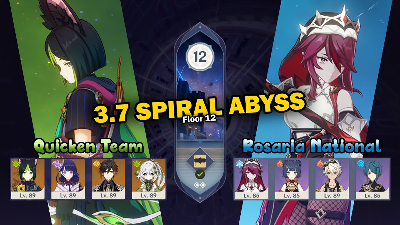 C0 Tighnari Quicken Team & Rosaria National | 3.7 Spiral Abyss Full Star Gameplay | Genshin Impact
