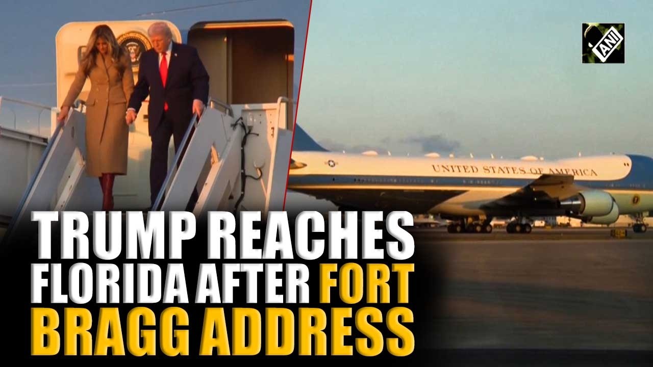 Donald Trump reaches Florida Palm Beach after addressing military families in Fort Bragg