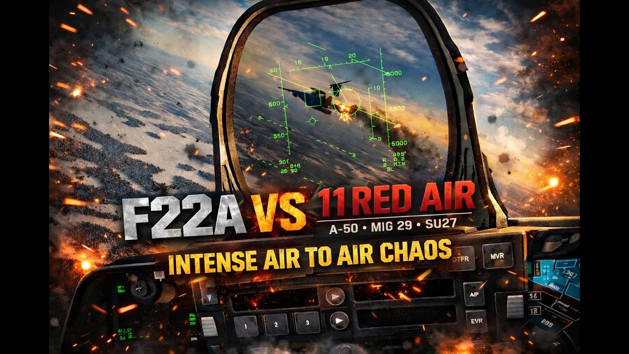 F-22A vs 1 AWACS + 10 Fighters | Cannon wins and more | 4K | DCS
