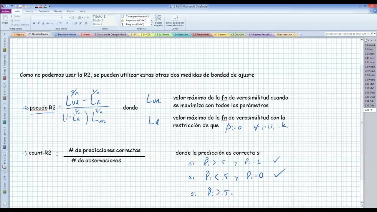 Econometría - Probit y Logit 2.14-2.16 Odd Ratios y Bondad de Ajuste (Parte 7)