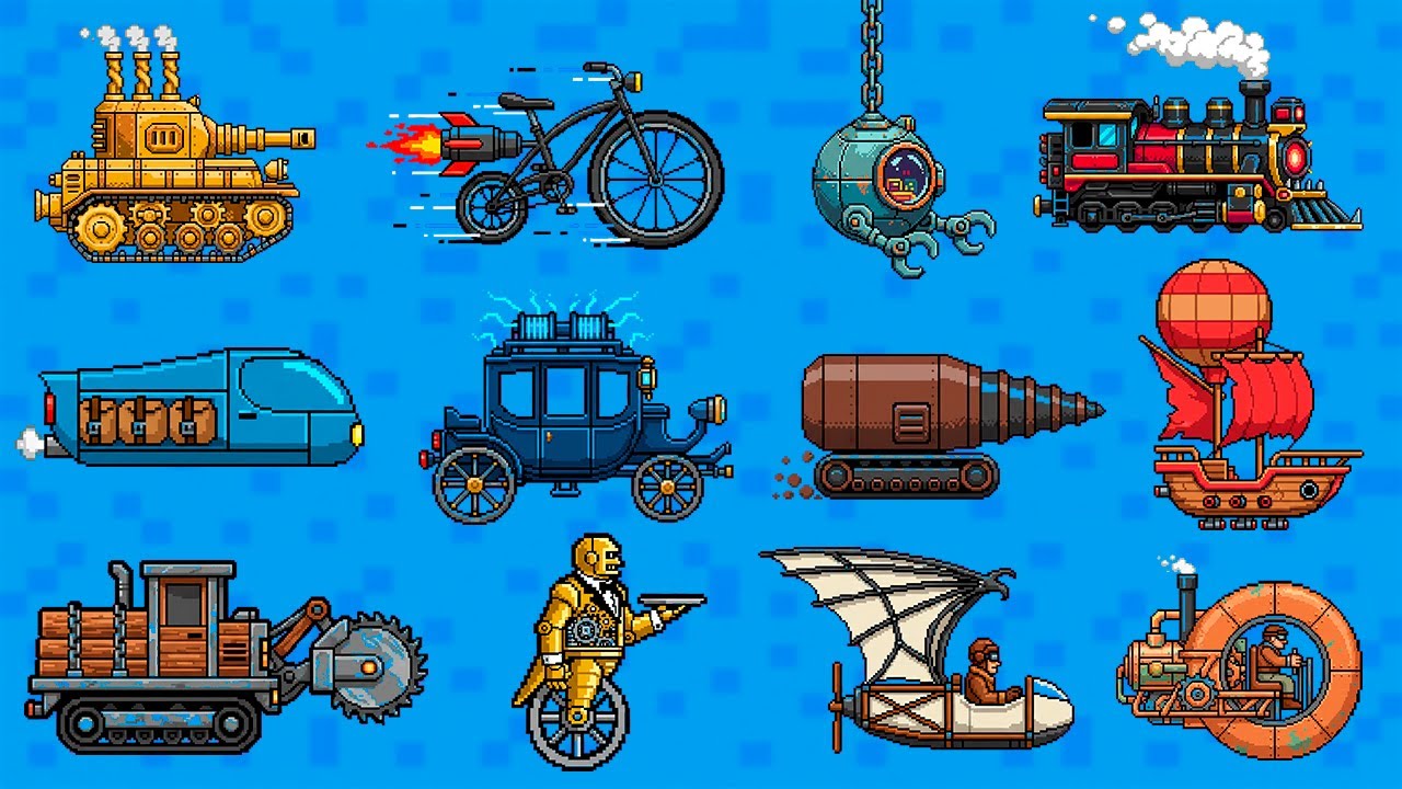 Pixel Steampunk Machines: 20 Steam & Gear Vehicles